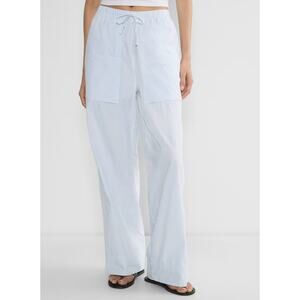 Babaton System Poplin Pant Aritzia Blue White Stripe Size Small NWT
